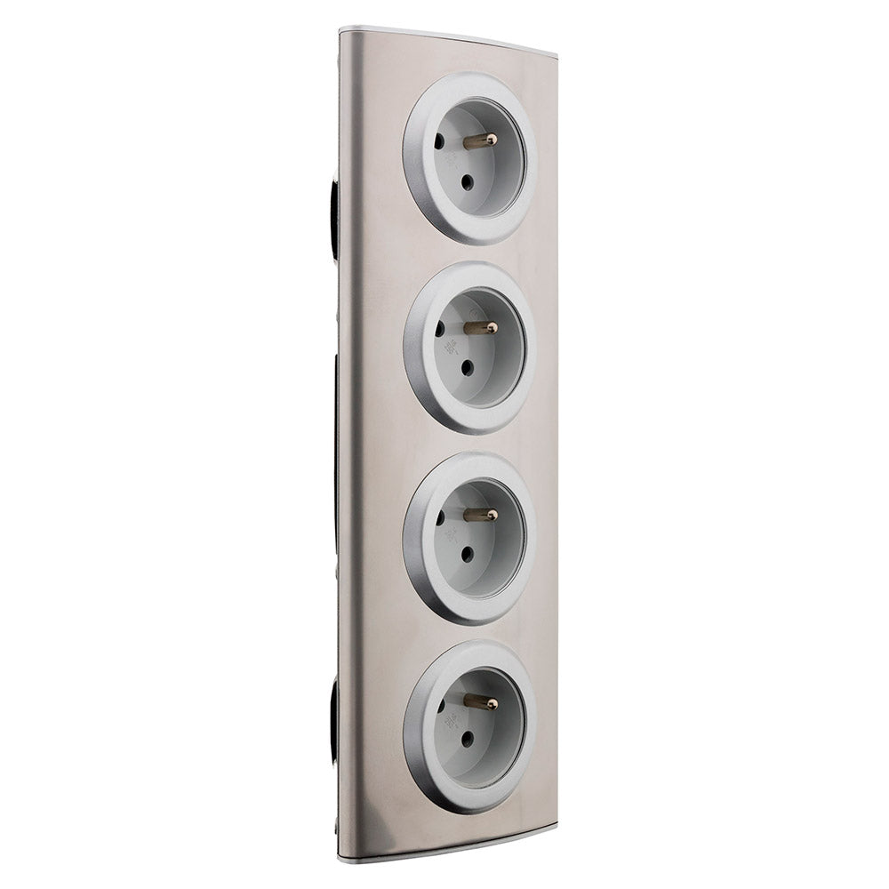 Bloc 4 prises 16A 2P+T à câbler - Gris - Zenitech
