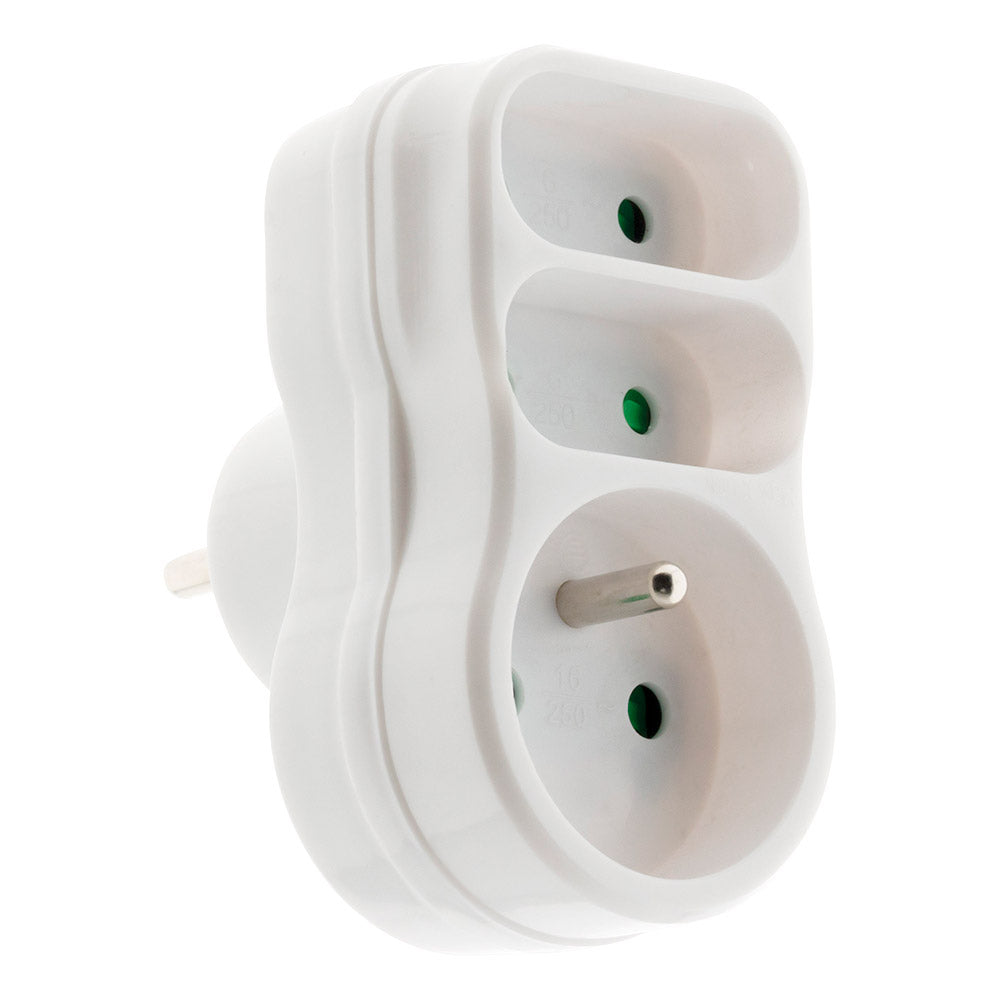 Multiprise triplite 2P 6A + 2P+T 16A façade - Zenitech