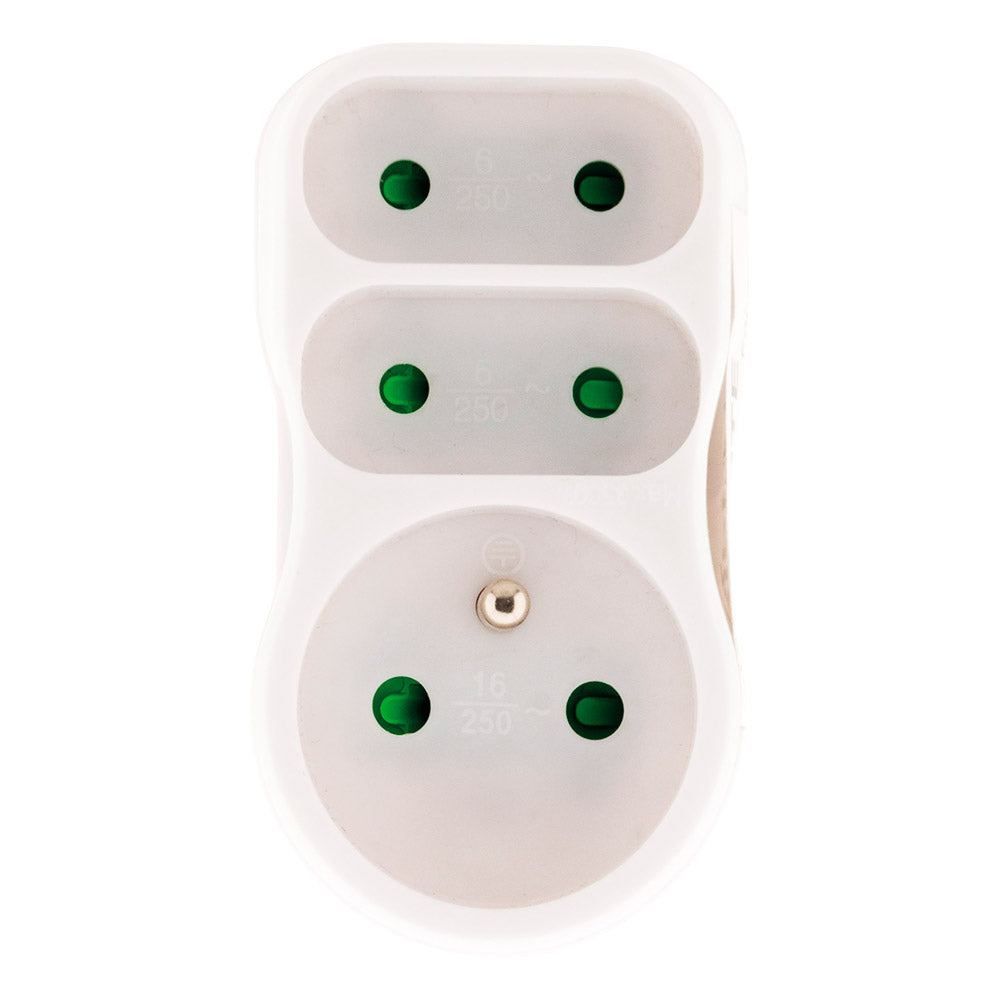 Multiprise triplite 2P 6A + 2P+T 16A façade - Zenitech