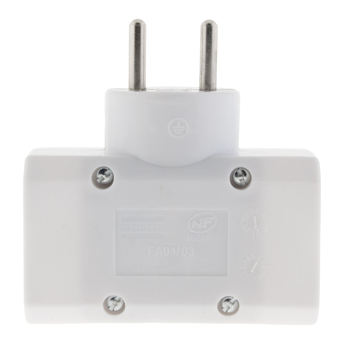 Multiprise triplite 16A 3680W 230V - Blanc - Zenitech