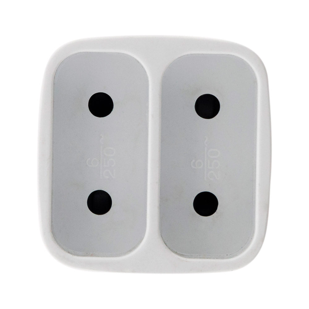 Multiprise biplite 2x2P 6A façade - Blanc - Zenitech