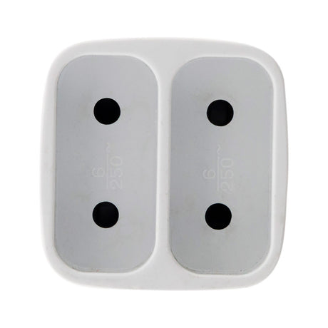 Multiprise biplite 2x2P 6A façade - Blanc - Zenitech