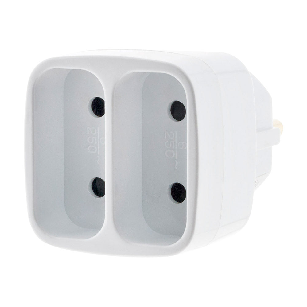 Multiprise biplite 2x2P 6A façade - Blanc - Zenitech
