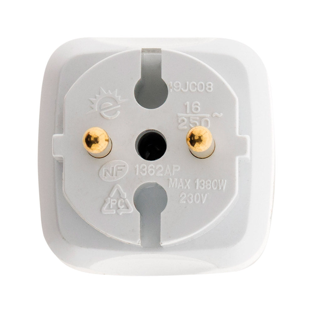 Multiprise biplite 2x2P 6A façade - Blanc - Zenitech