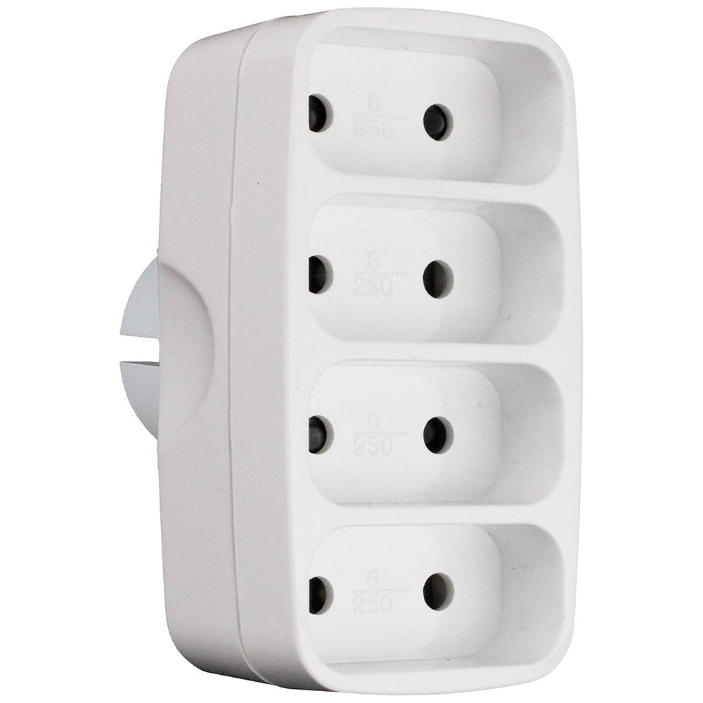 Multiprise quadriplite 6A façade - Blanc - Zenitech