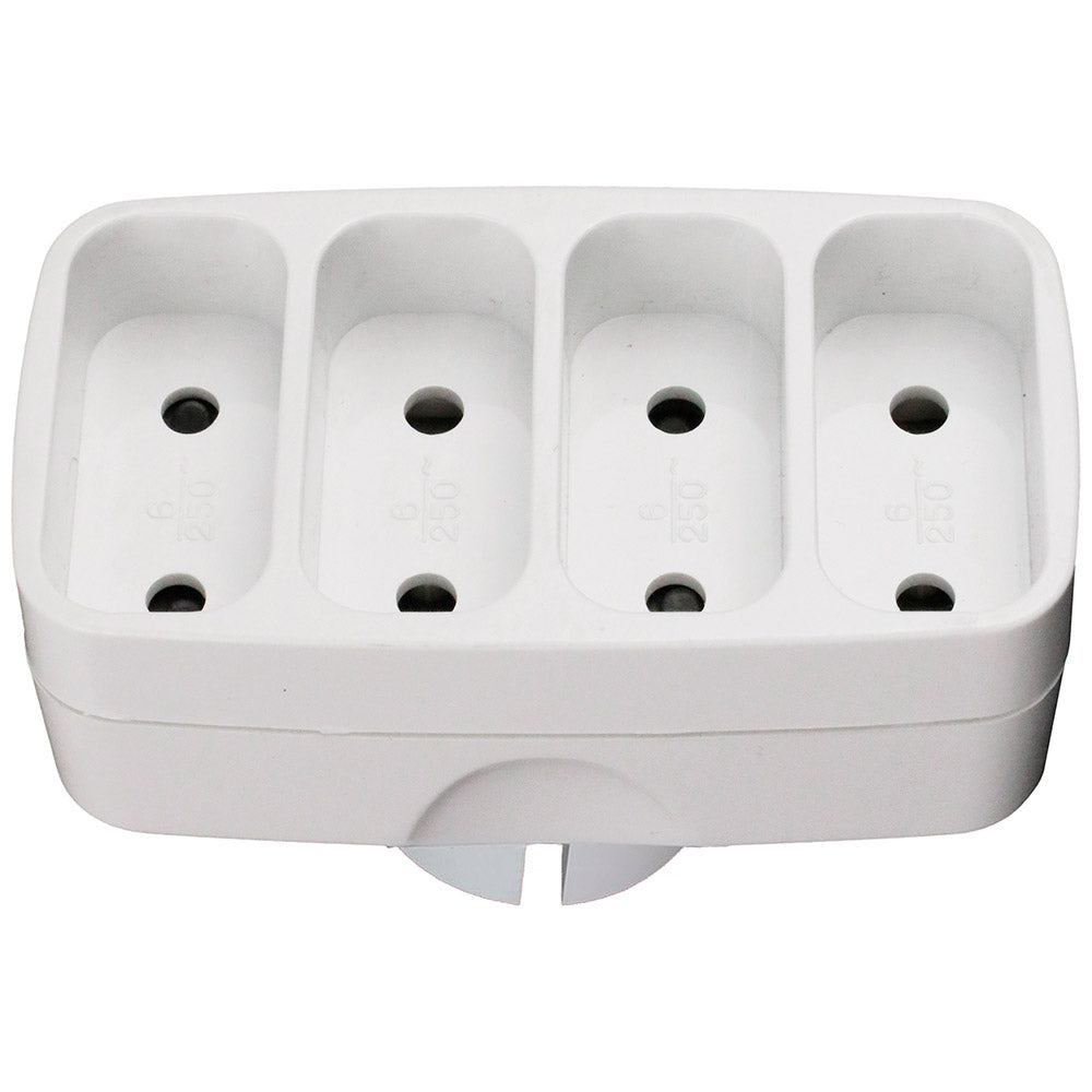 Multiprise quadriplite 6A façade - Blanc - Zenitech