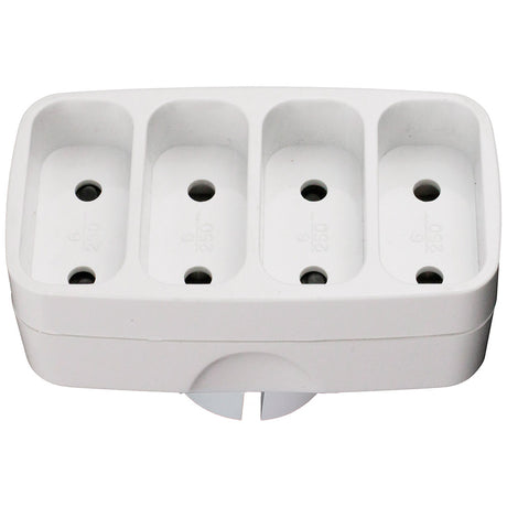 Multiprise quadriplite 6A façade - Blanc - Zenitech