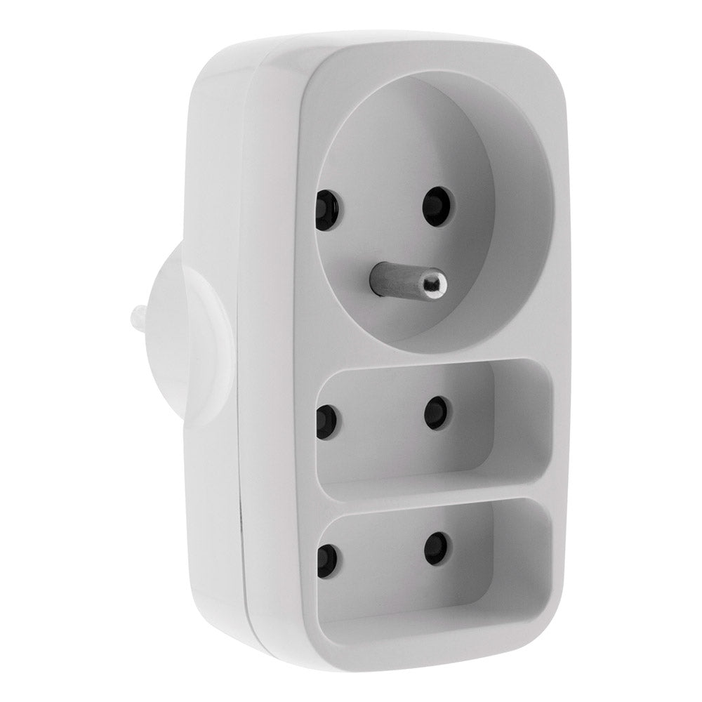 Multiprise triplite 2x2P 6A + 1x2P+T 16A - Blanc - Zenitech