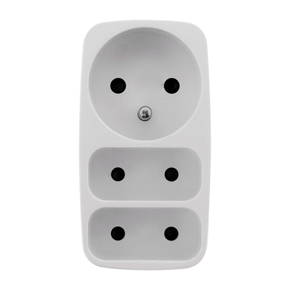Multiprise triplite 2x2P 6A + 1x2P+T 16A - Blanc - Zenitech