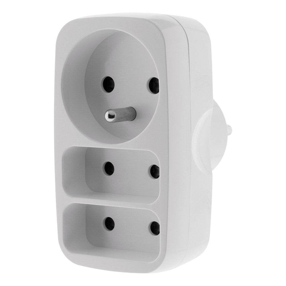 Multiprise triplite 2x2P 6A + 1x2P+T 16A - Blanc - Zenitech