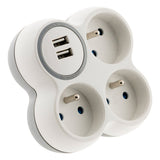Multiprise triplite 16A avec 2 ports USB - Zenitech