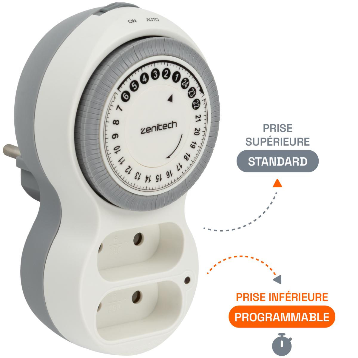 Biplite programmable horizontale 2x6A - Blanc - Bolea - Zenitech
