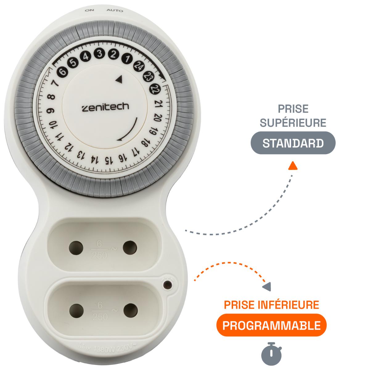 Biplite programmable horizontale 2x6A - Blanc - Bolea - Zenitech
