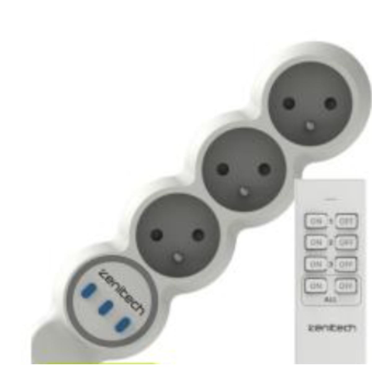 Multiprise 3 prises 2300W + télécommande Blanc - Bolea - Zenitech