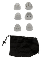 Lot de 6 adaptateurs de voyage 5 prises mâles + 100 pays - pochette offerte - Blanc - Zenitech