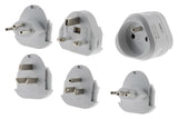 Lot de 6 adaptateurs de voyage 5 prises mâles + 100 pays - pochette offerte - Blanc - Zenitech