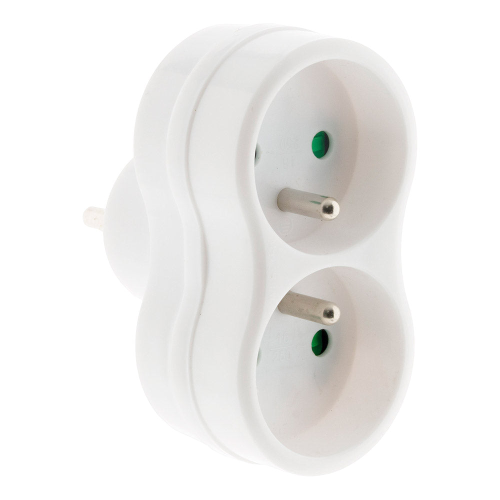 Multiprise biplite 2x16A - Blanc - Zenitech