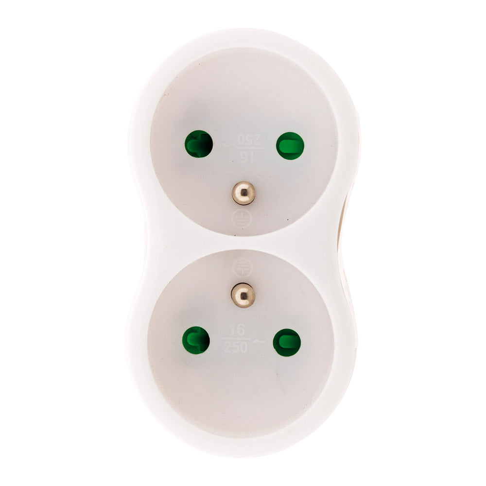 Multiprise biplite 2x16A - Blanc - Zenitech
