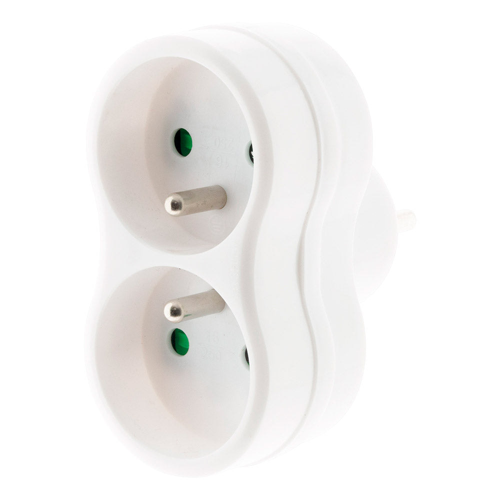 Multiprise biplite 2x16A - Blanc - Zenitech