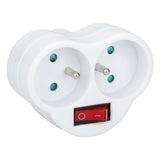 Multiprise biplite 16A + interrupteur façade - Blanc - Zenitech