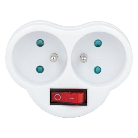 Multiprise biplite 16A + interrupteur façade - Blanc - Zenitech