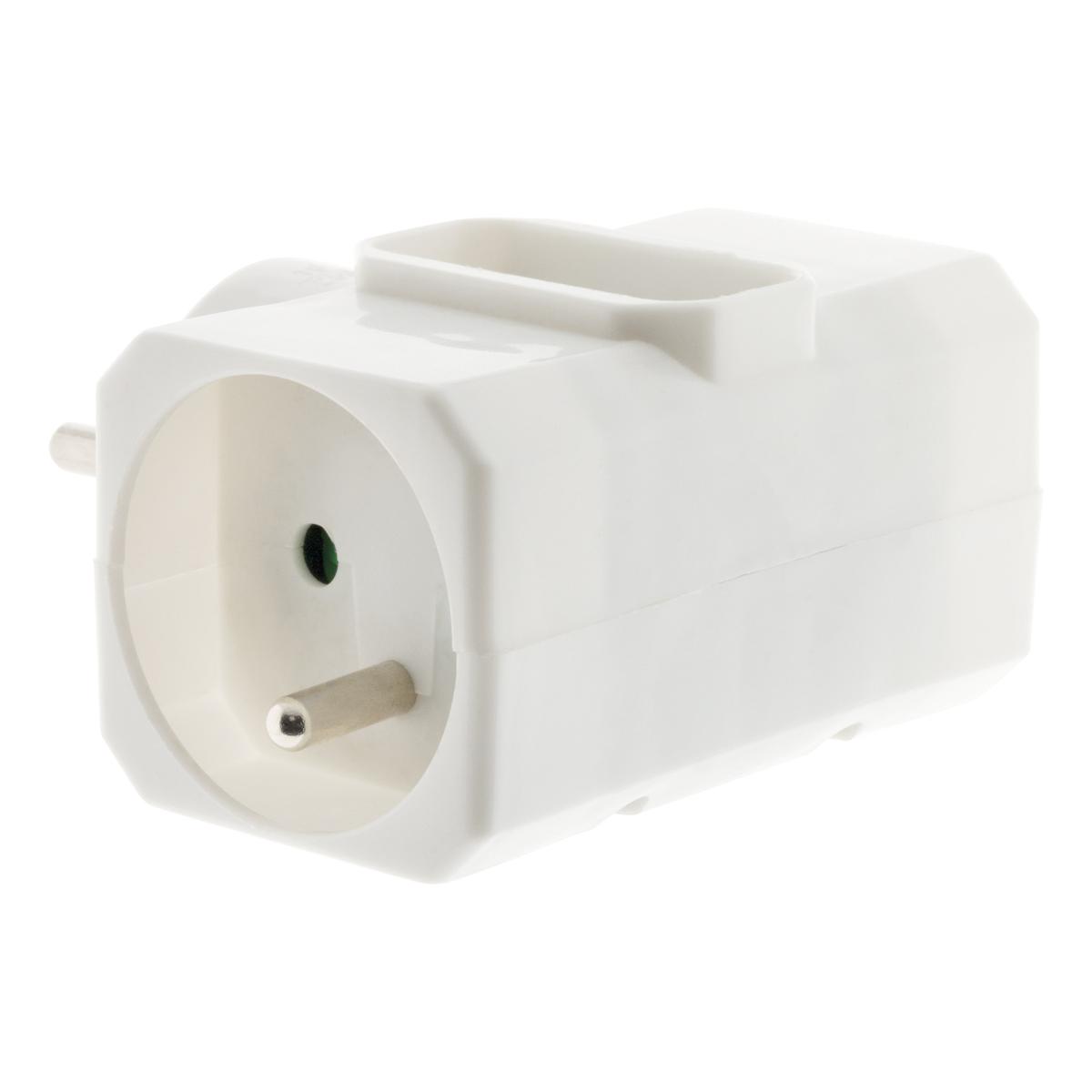 Multiptise triplite latérale 2 prises 16A + 1 prise 6A - blanc - Zenitech