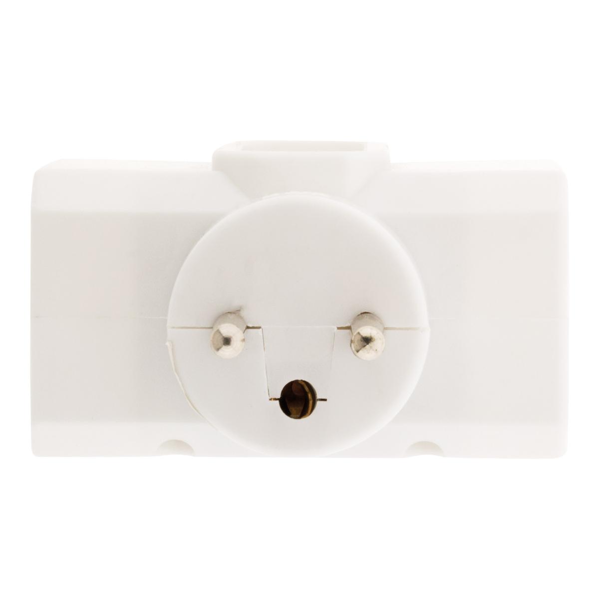 Multiptise triplite latérale 2 prises 16A + 1 prise 6A - blanc - Zenitech
