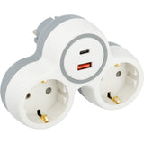 Biplite Schuko 16A + USB A+C 20W - Blanc/Gris - Bolea - Zenitech