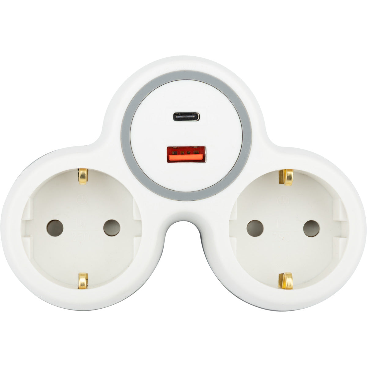 Biplite Schuko 16A + USB A+C 20W - Blanc/Gris - Bolea - Zenitech