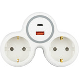 Biplite Schuko 16A + USB A+C 20W - Blanc/Gris - Bolea - Zenitech