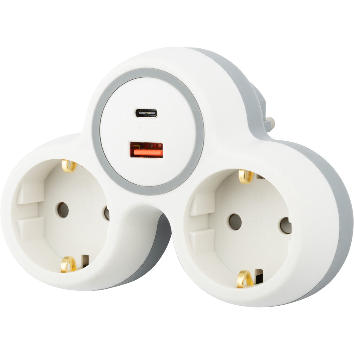 Biplite Schuko 16A + USB A+C 20W - Blanc/Gris - Bolea - Zenitech