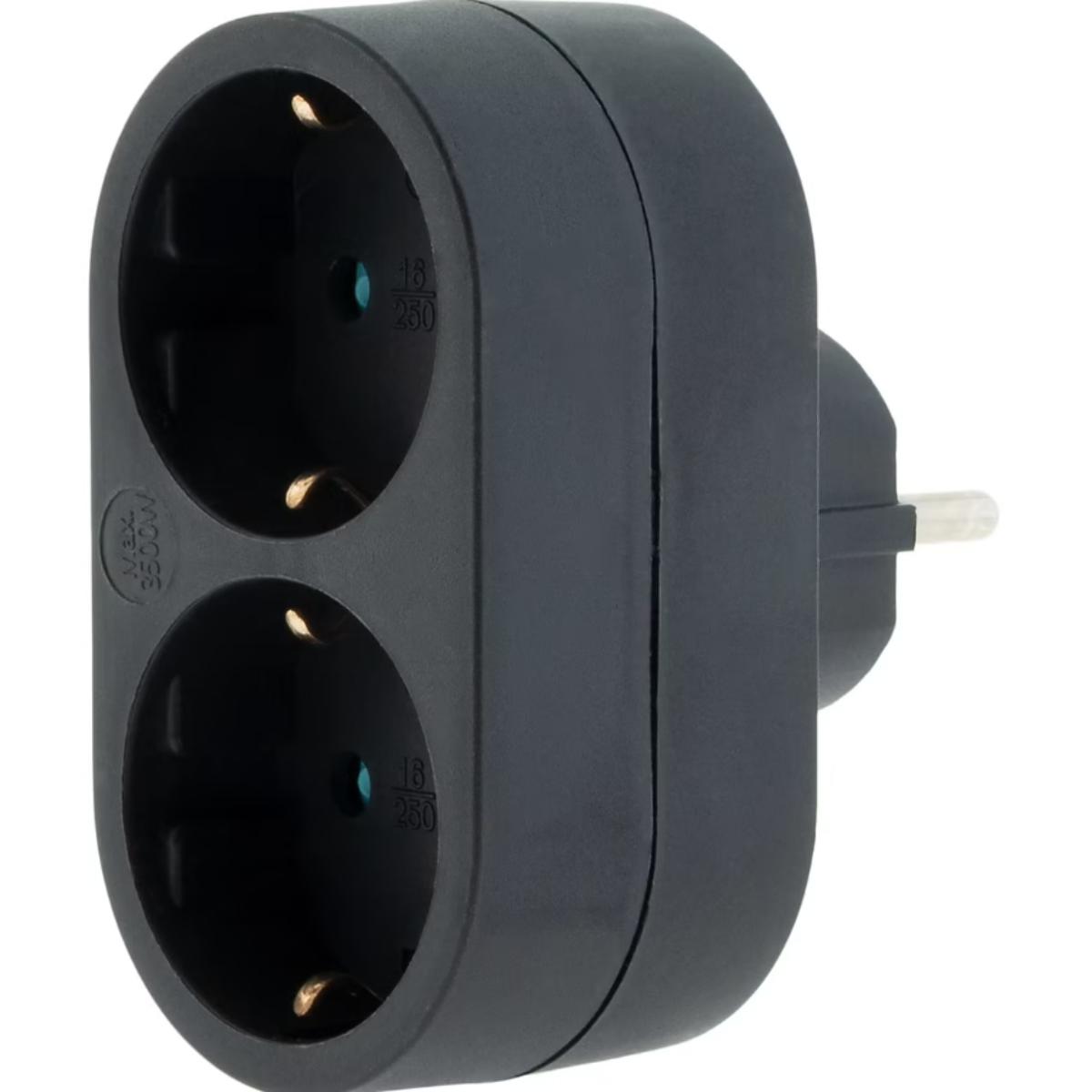 Prise biplite Schuko 16A Noir - Zenitech