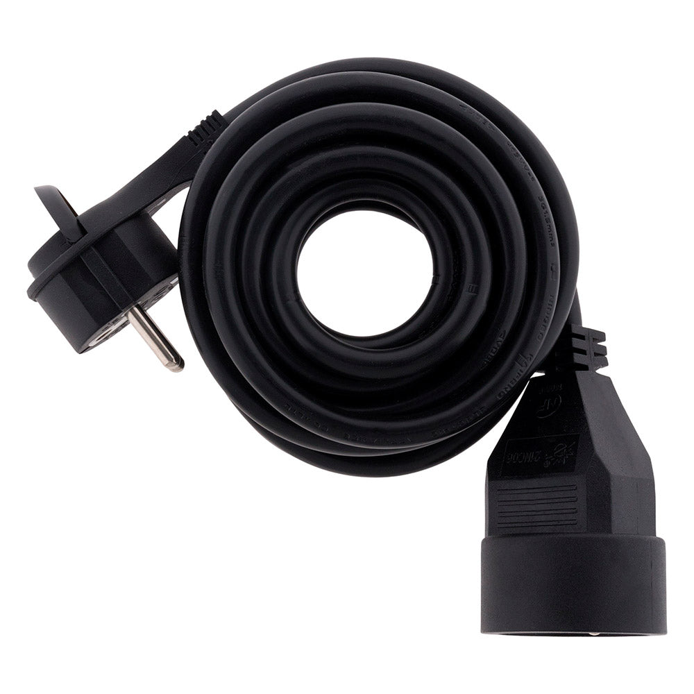 Prolongateur 16A 2P+T HO5VV-F 3G1,5mm² Noir 3m avec fiche extraplate - Zenitech