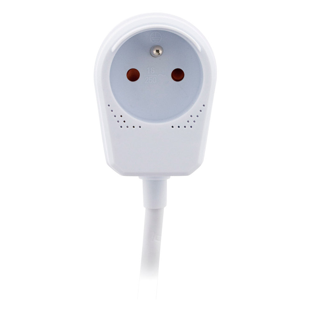 Prolongateur HO5VV-F 3m avec prise gigogne - Blanc - Zenitech