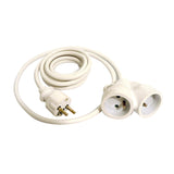 Prolongateur Bi tête 3G1,5mm² - Blanc 3m - 1 prise mâle + 2 prises Femelle - Blanc - Zenitech
