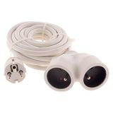 Prolongateur Bi tête 3G1,5mm² - Blanc 5m - 1 prise mâle + 2 prises Femelle - Blanc - Zenitech