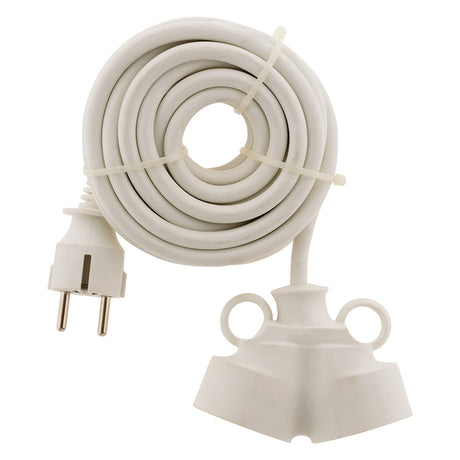 Prolongateur Bi tête 3G1,5mm² - Blanc 5m - 1 prise mâle + 2 prises Femelle - Blanc - Zenitech