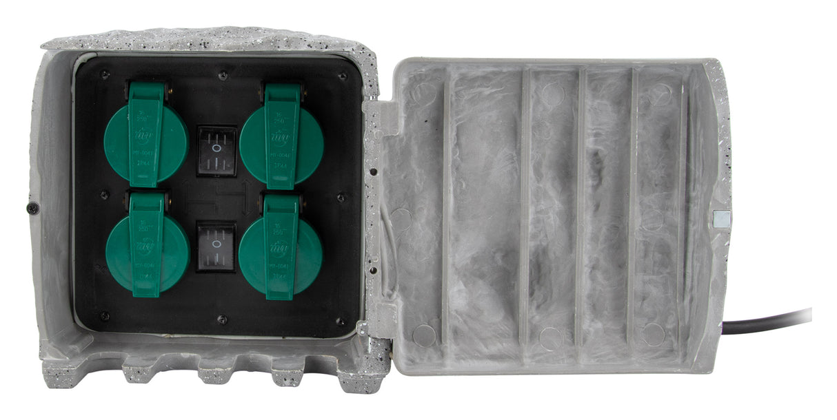 Bloc pierre 4x16A + 2 interrupteurs 1,5m - Gris - Zenitech