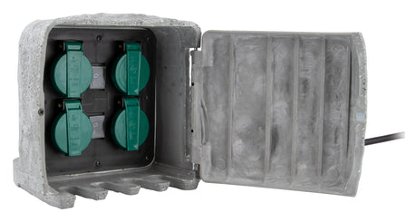 Bloc pierre 4x16A + 2 interrupteurs 1,5m - Gris - Zenitech
