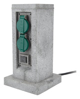 Borne pierre 4x16A + 2 interrupteurs 5m - Gris - Zenitech
