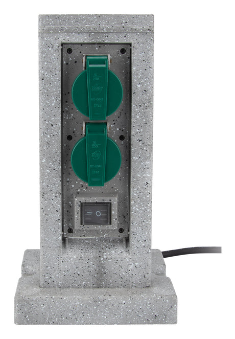 Borne pierre 4x16A + 2 interrupteurs 5m - Gris - Zenitech