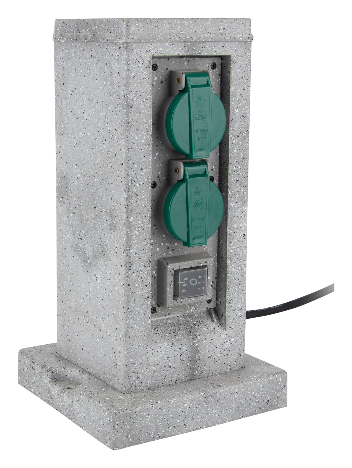 Borne pierre 4x16A + 2 interrupteurs 5m - Gris - Zenitech
