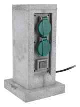 Borne pierre 4x16A + 2 interrupteurs 5m - Gris - Zenitech