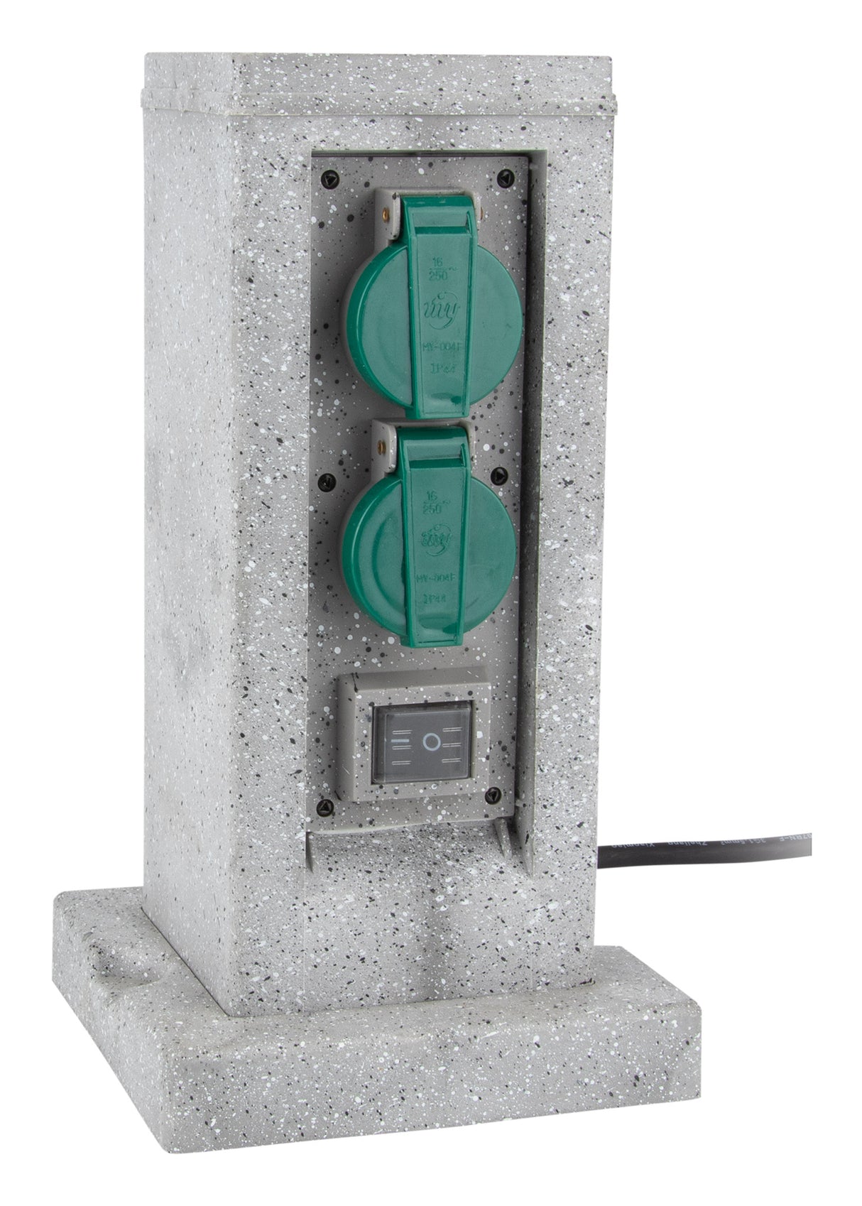 Borne pierre 4x16A + 2 interrupteurs 5m - Gris - Zenitech