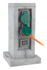 Borne pierre 4x16A + 2 interrupteurs 5m - Gris - Zenitech