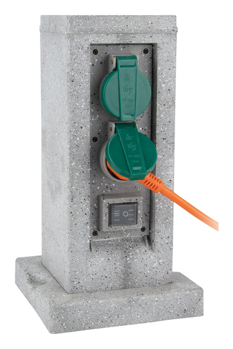 Borne pierre 4x16A + 2 interrupteurs 5m - Gris - Zenitech