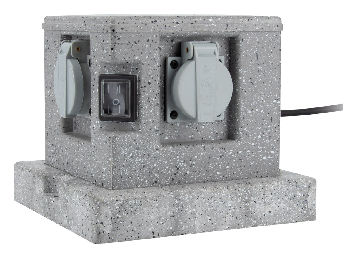 Borne jardin IP44 4 x 16A + 2 interrupteurs câble H07RN-F 3G1,5mm² 4,5m - Zenitech