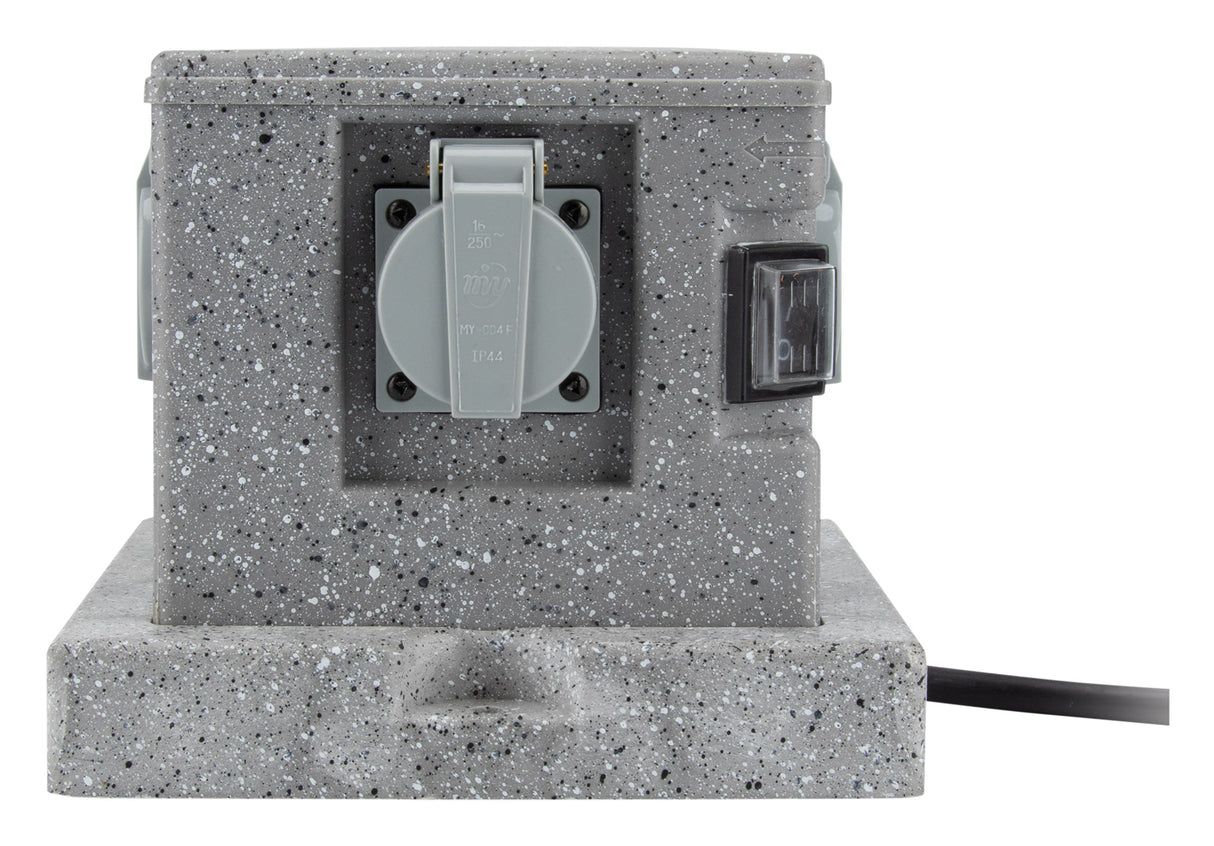 Borne jardin IP44 4 x 16A + 2 interrupteurs câble H07RN-F 3G1,5mm² 4,5m - Zenitech