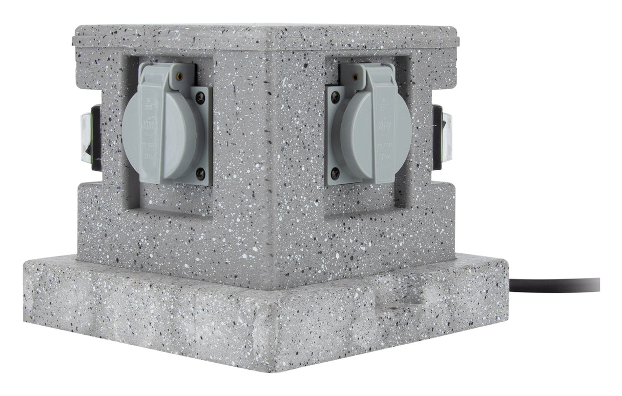 Borne jardin IP44 4 x 16A + 2 interrupteurs câble H07RN-F 3G1,5mm² 4,5m - Zenitech