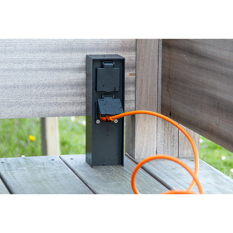 Borne de jardin à fixer 16A IP44 - aluminium noir - Zenitech